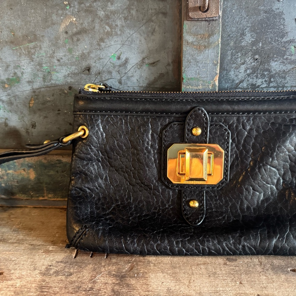 Black Sheep Leather Clutch with Gold Accents - Juicy Couture